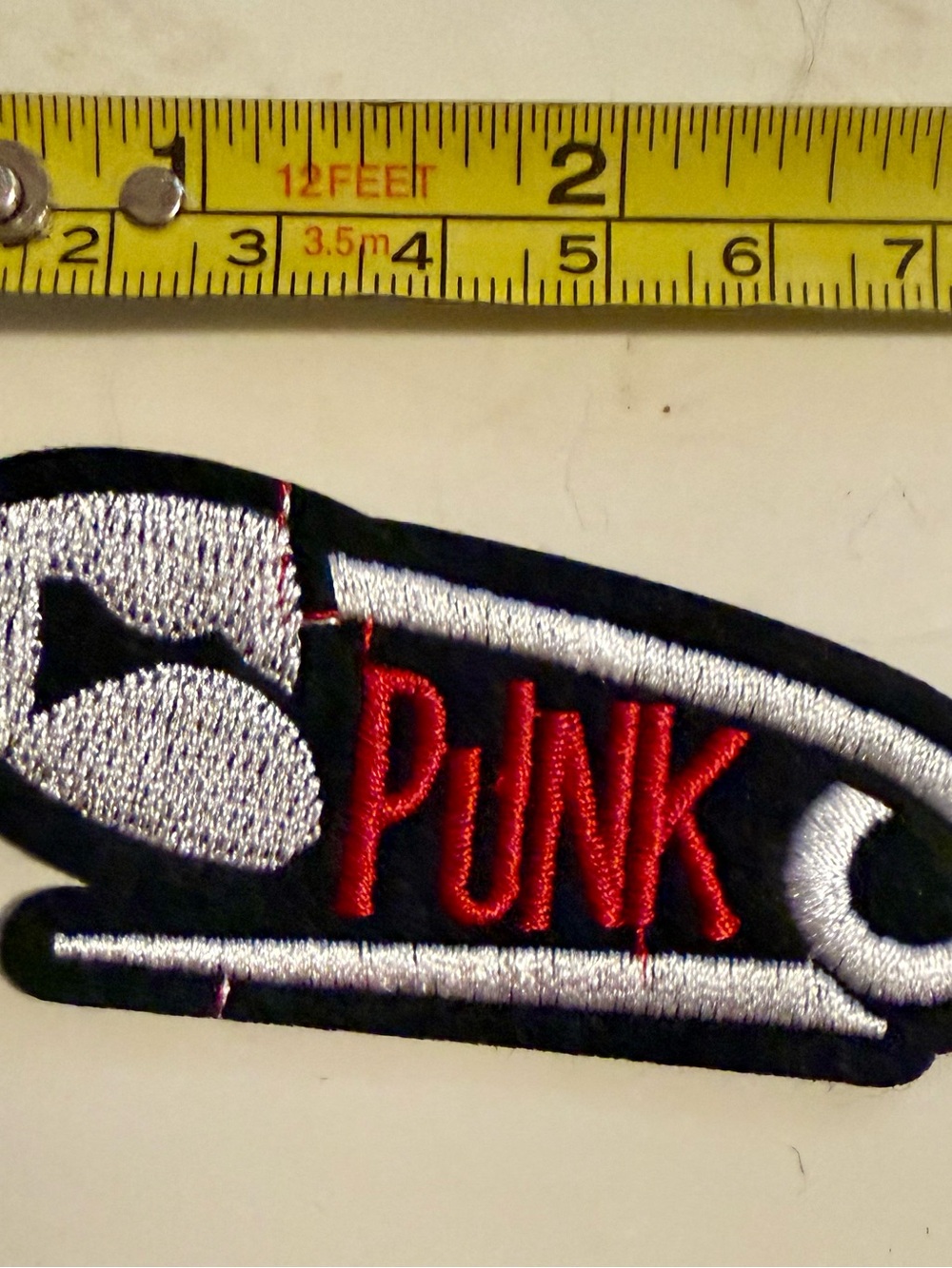 PUNK Red Embroidered Patch - Black & Silver Accent